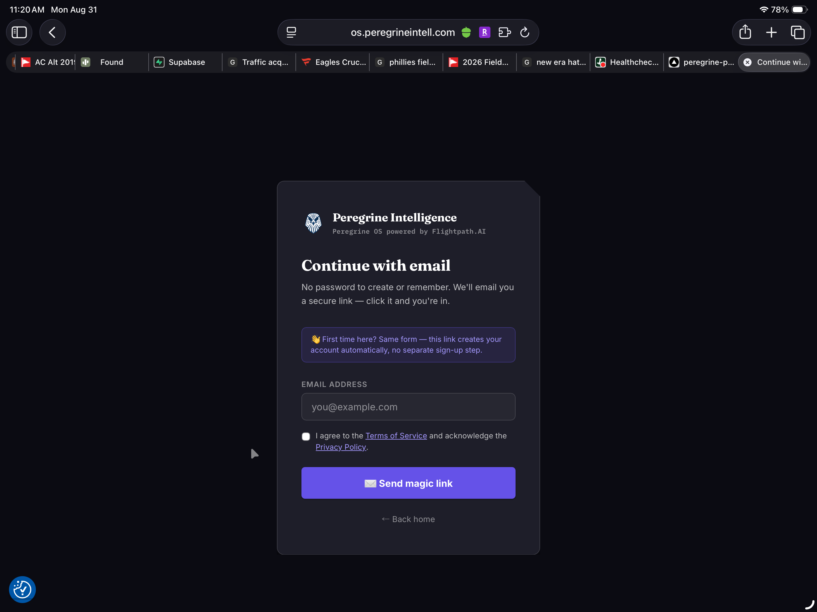 Peregrine OS screenshot 2